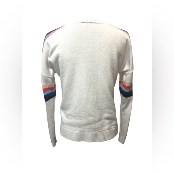 Talbots White Crewneck Sweater with Colorful Stripes . Sz. XS - Picture 7 of 8